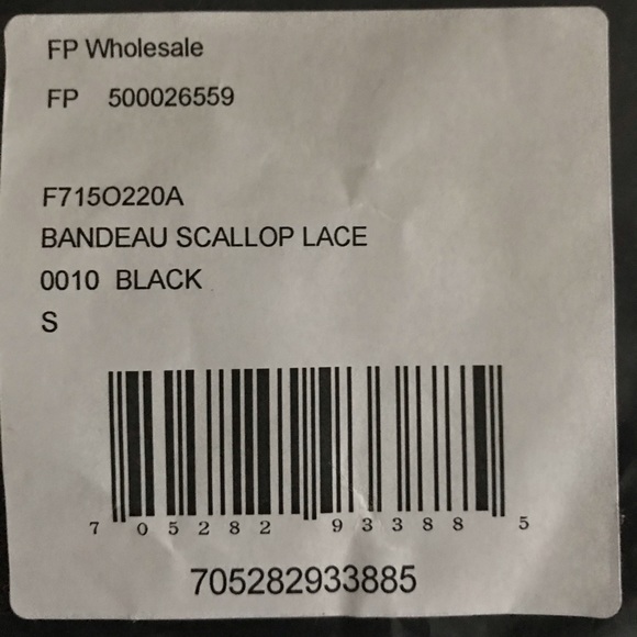 NWT FREE PEOPLE Scallop Lace Bandeau Black Small - Picture 7 of 8